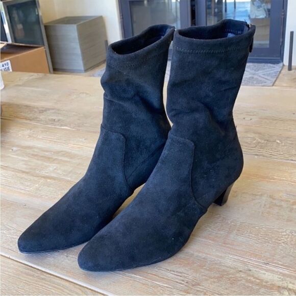 New Silent D Kitten Heeled Ankle Boots Black Suede US 7 - Picture 3 of 8
